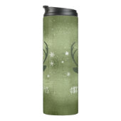 Deer Antlers Silhouette & Snowflakes Green ID861 Thermosbeker (Geroteerd rechts)
