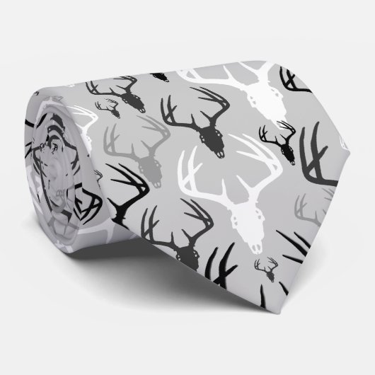 Deer Antlers Skull-patroon Stropdas (Opgerold)