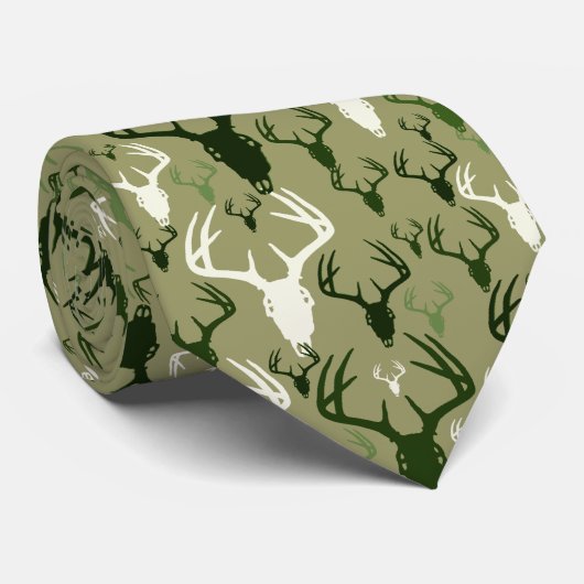 Deer Antlers Skull-patroon Stropdas (Opgerold)