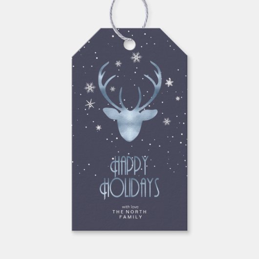 Deer Antlers & Sneeuwblauw ID861 Cadeaulabel (Voorkant)