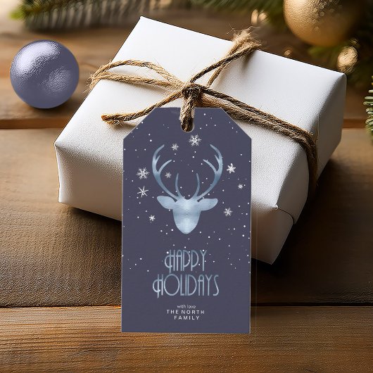 Deer Antlers & Sneeuwblauw ID861 Cadeaulabel