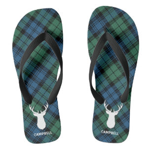 Deer Antlers Speciaal Tartan Groen Zwart Teenslippers