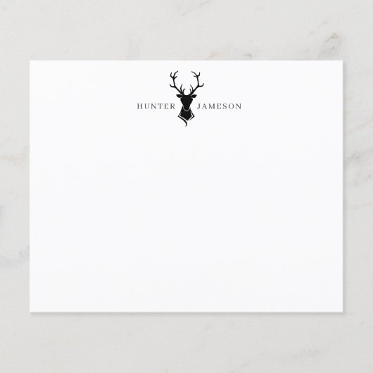 Deer Antlers Stag Head | Zwart grijs monogram (Voorkant)