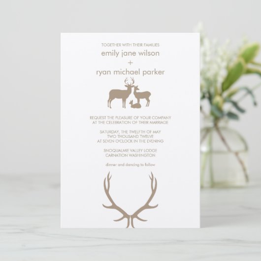 Deer + Antlers Weddenschap Kaart (Staand voorkant)