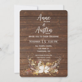 Deer Antlers Wedding Bouquet Kaart