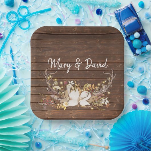 Deer Antlers Wedding Bouquet Papieren Bordje (Feest)