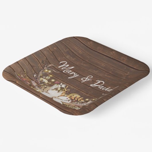 Deer Antlers Wedding Bouquet Papieren Bordje (Gebogen)