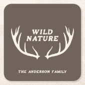 Deer Antlers & Wilde Natuur Kartonnen Onderzetters (Voorkant)