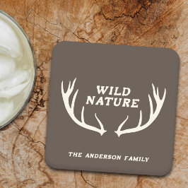 Deer Antlers & Wilde Natuur Kartonnen Onderzetters
