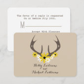 Deer Antlers + Wildflower Wedding R.S.V.P. RSVP Kaartje (Voorkant / Achterkant)