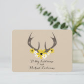Deer Antlers + Wildflower Wedding R.S.V.P. RSVP Kaartje (Staand voorkant)