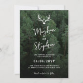 Deer Antlers Woodland Pine Tree Forest Wedding Save The Date (Voorkant)
