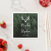 Deer Antlers Woodland Pine Tree Forest Wedding Servet (Insitu)