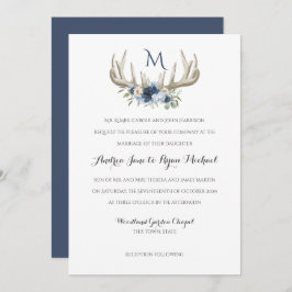 Deer Antlers Woodland Wedding Uitnodiging