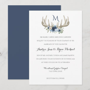 Deer Antlers Woodland Wedding Uitnodiging