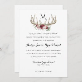 Deer Antlers Woodland Wedding Uitnodiging