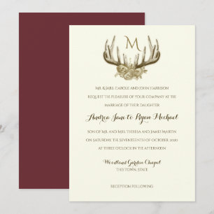 Deer Antlers Woodland Wedding Uitnodiging
