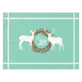 Deer Aqua Peace Joy Wreath Tablecloth Tafelkleed (Voorkant (Horizontaal))