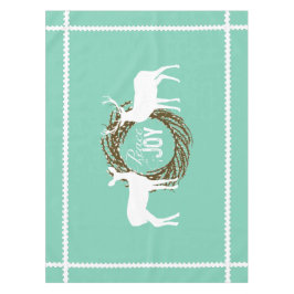 Deer Aqua Peace Joy Wreath Tablecloth Tafelkleed