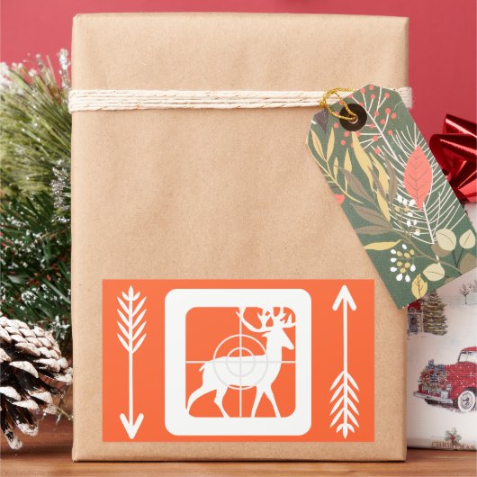 Deer Archery Season Hunter's Sinaasappel Rechthoekige Sticker (Feestdagen)