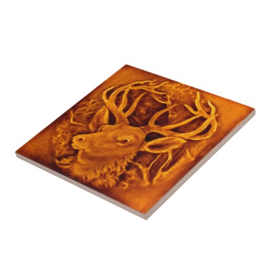 Deer Art Nouveau Tegeltje (Zijkant)