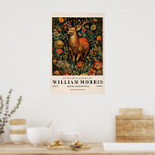 Deer Art Print William Morris Style, Botanical (Keuken)