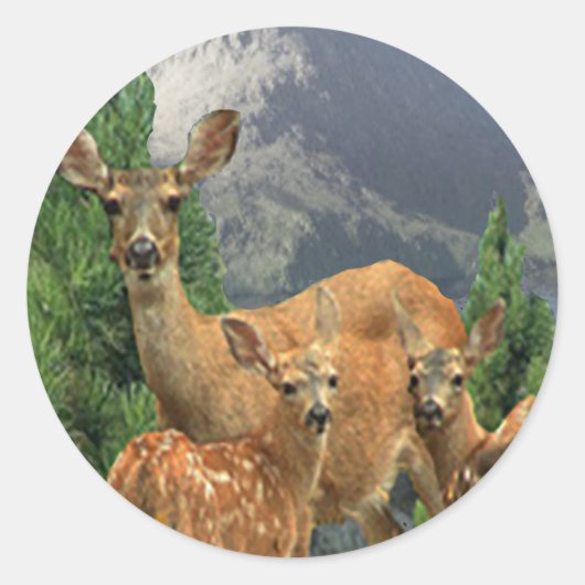Deer art ronde sticker (Voorkant)