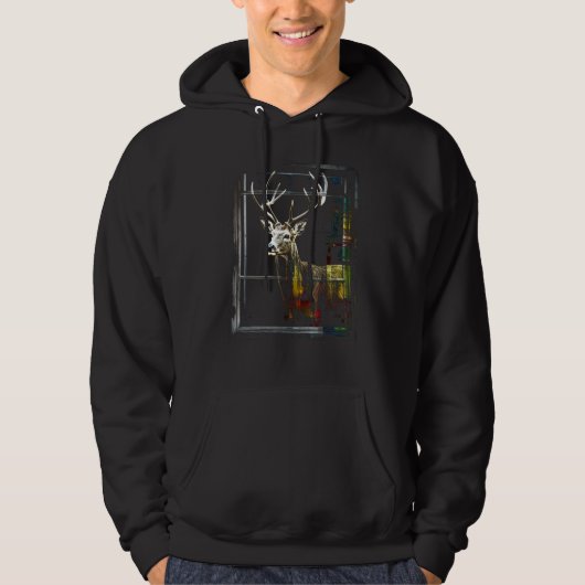 Deer Artwork Motif Colourful Art Animal Deer Hoodie (Voorkant)