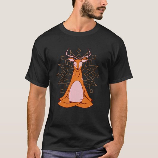 Deer at yoga for meditation and mindfulness t-shirt (Voorkant)