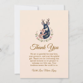 Deer baby and mama baby shower thank you card bedankkaart
