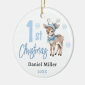 Deer Baby Boy Eerste Kerstdag 2024 Keramisch Ornament (Links)