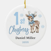 Deer Baby Boy Eerste Kerstdag 2024 Keramisch Ornament (Achterkant)