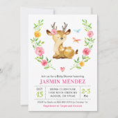 Deer Baby Meisje Douche Roze Sprinkle Schattigee B Kaart (Voorkant)