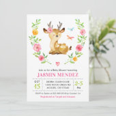 Deer Baby Meisje Douche Roze Sprinkle Schattigee B Kaart (Staand voorkant)
