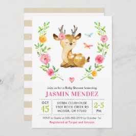 Deer Baby Meisje Douche Roze Sprinkle Schattigee B Kaart