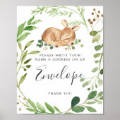 Deer Baby shower Address Envelope Sign Poster (Voorkant)