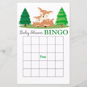 Deer baby shower bingo