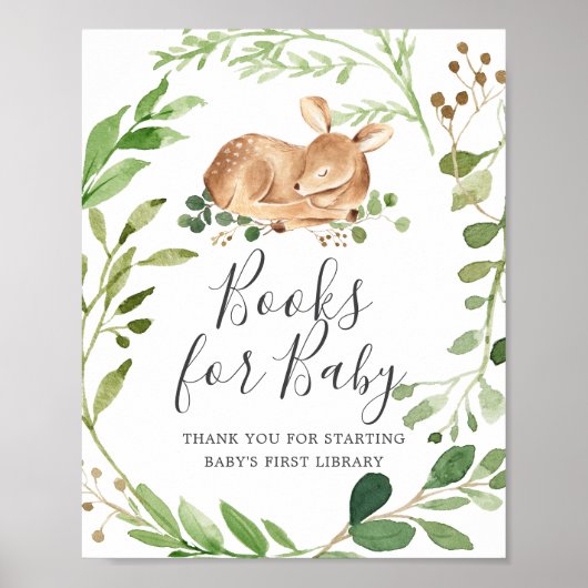 Deer Baby shower Books for Baby Sign Poster (Voorkant)