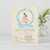 Deer Baby shower Boy Invitation Kaart (Staand voorkant)