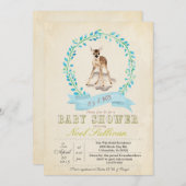 Deer Baby shower Boy Invitation Kaart (Voorkant / Achterkant)