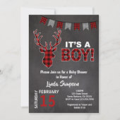 Deer Baby shower Buffalo Plays Red en Grey Kaart (Voorkant)