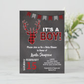 Deer Baby shower Buffalo Plays Red en Grey Kaart (Staand voorkant)