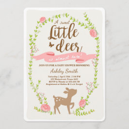 Deer baby shower call Woodland Girl roze Kaart
