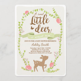 Deer baby shower call Woodland Girl roze Kaart