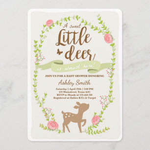 Deer baby shower call Woodland Girl roze Kaart