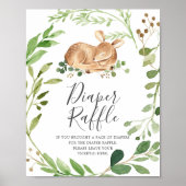 Deer Baby shower Diaper Raffle Sign Poster (Voorkant)