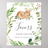 Deer Baby shower Favors Sign. Poster (Voorkant)