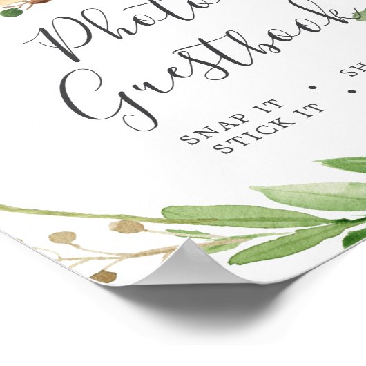 Deer Baby shower Foto Guestbook Sign. Poster (Hoek)