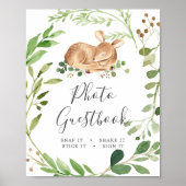 Deer Baby shower Foto Guestbook Sign. Poster (Voorkant)
