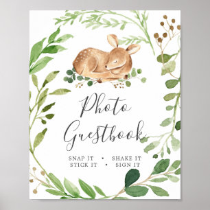 Deer Baby shower Foto Guestbook Sign. Poster